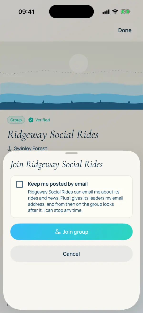 Joining a group with a Keep me posted by email box, unticked